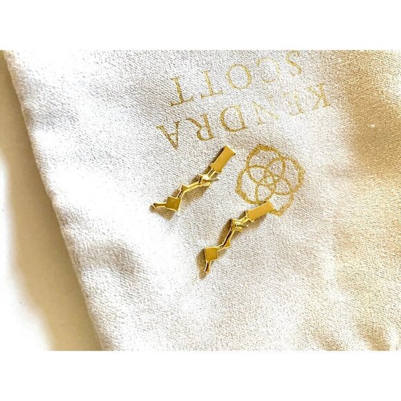 Kendra Scott Sutton Climber Earring Gold Smokey Mix Clear Stones Gift Box Bag - Picture 7 of 13